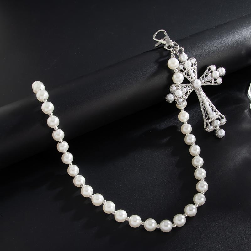 Fashion Punk Cross Imitation Pearl Pendant Jeans Chain Men Hiphop Rock Pants Waist Belt Wallet Bag Chain Jewelry Accessories