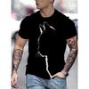 Men's Black Cat T-Shirt Minimalist Kitten Silhouette Graphic Printed Casual Short Sleeve O-Neck Pullover Creative Art Summer Tee Tops Men's Clothing