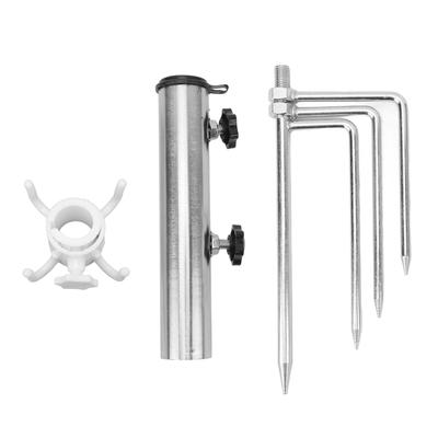 Stalowy Wbijak do Parasola Ogrodowego Uchwyt do Parasola Wbijany w Ziemię z 4 Zębami na Kemping Piknik