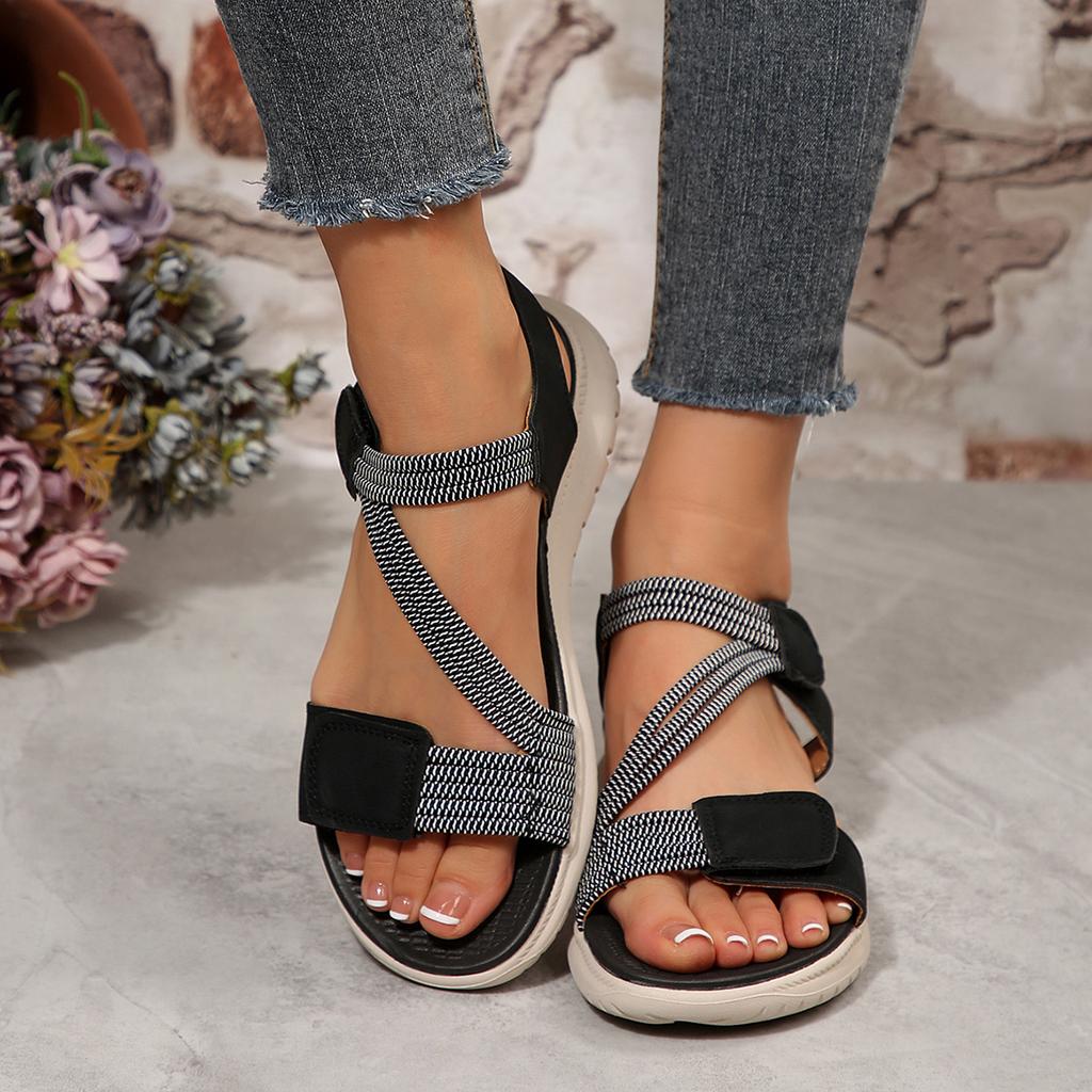 Fashion Women Sandals 2025 New Fashionable Flat Sandals Casual Outdoor Sandals Women High Quality Brand Summer Elastic Band Shoes Women