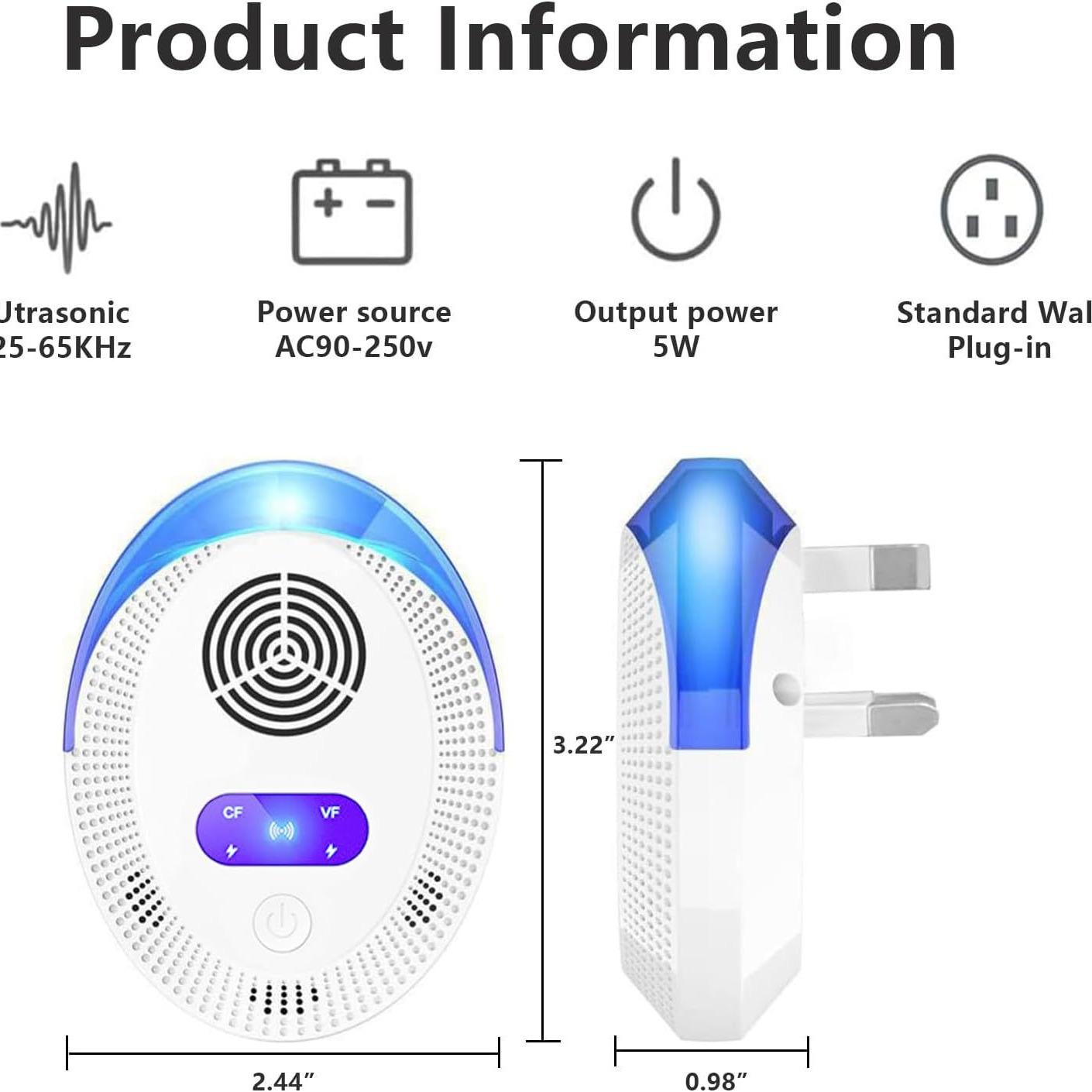 

Multi-level Ultrasonic Pest Repeller with Mosquito Repellent Lamp – No Radiation EU Standard