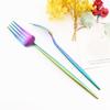 Stainless Steel Dinnerware Round Handle Multicolor Cutlery Set Knife Dessert Fork Coffee Spoon Tableware Set Kitchen Flatware