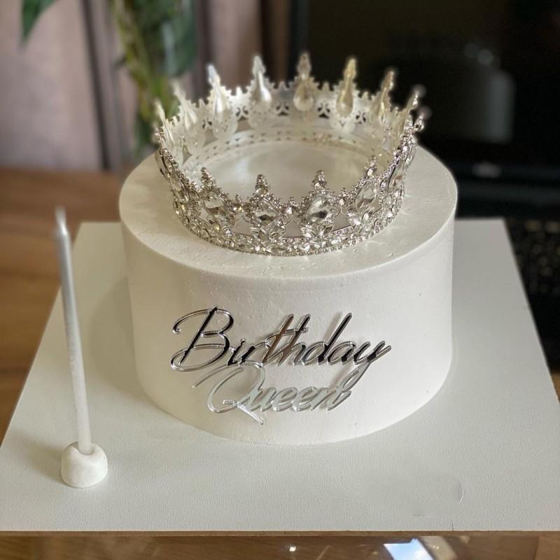 8 Styles Happy Birthday Queen Princess Cake Topper Acrylic Gold Silver Cake Toppers Birthday Party Cupcake Flag Decoration