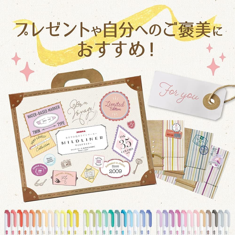 Zebra Mildliner Highlighter, 35 Colors, Gift Wrapping Available, WKT7-35CGF-AZ