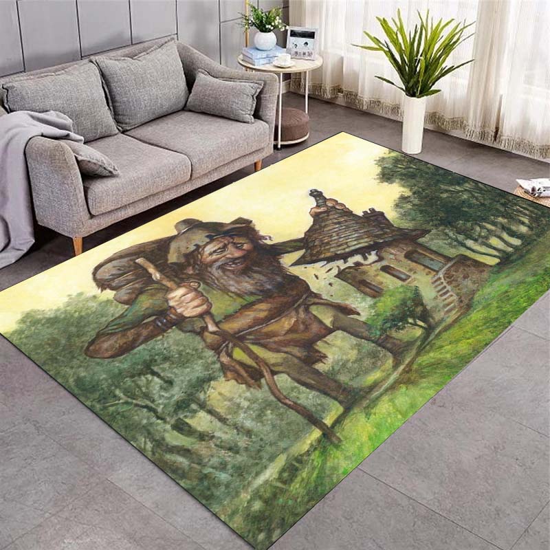 Vintage Fantasy Fairy Tale Illustration Area Rug Non‑Slip Floor Mat Carpet for Living Room Bedroom Home Interior Decoration
