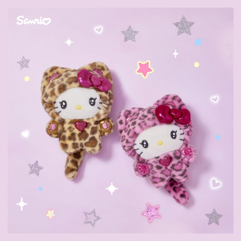 Sanrio Leopard Cat Series Melody HelloKitty Cinnamoroll Plush Pendant 17cm/19cm High Hello Kitty Pink