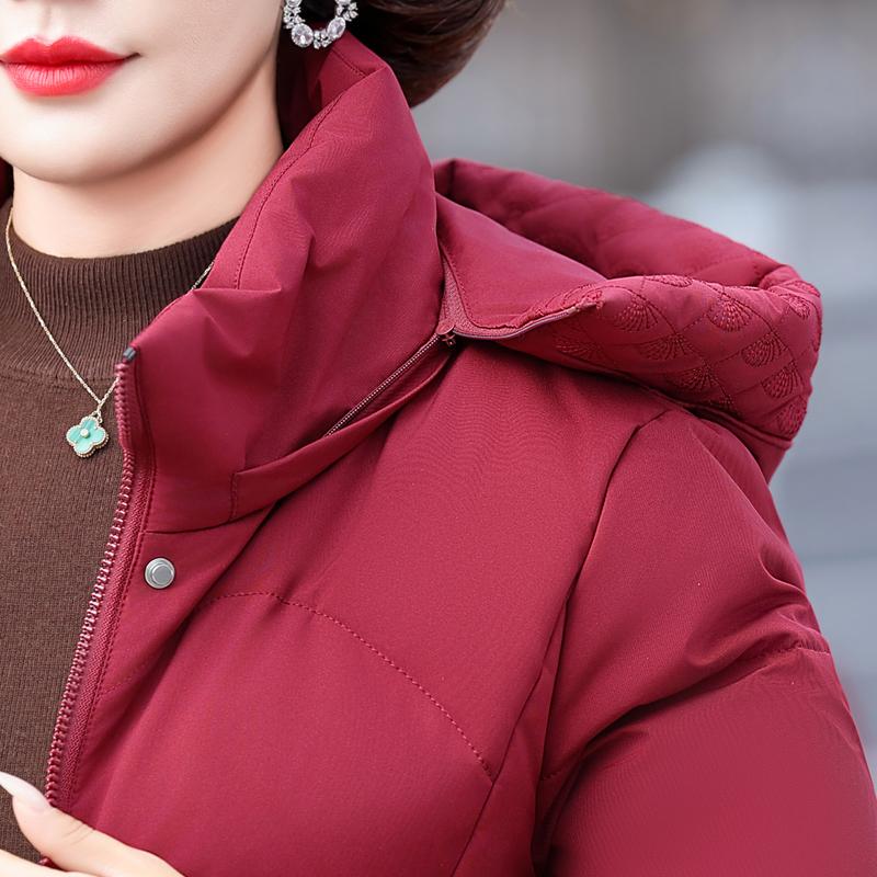Middle Age Women Winter Down Coats Vintage Parkas Hooded Plus Size Elegant Thick Warm Down Jackets Woman Outerwears