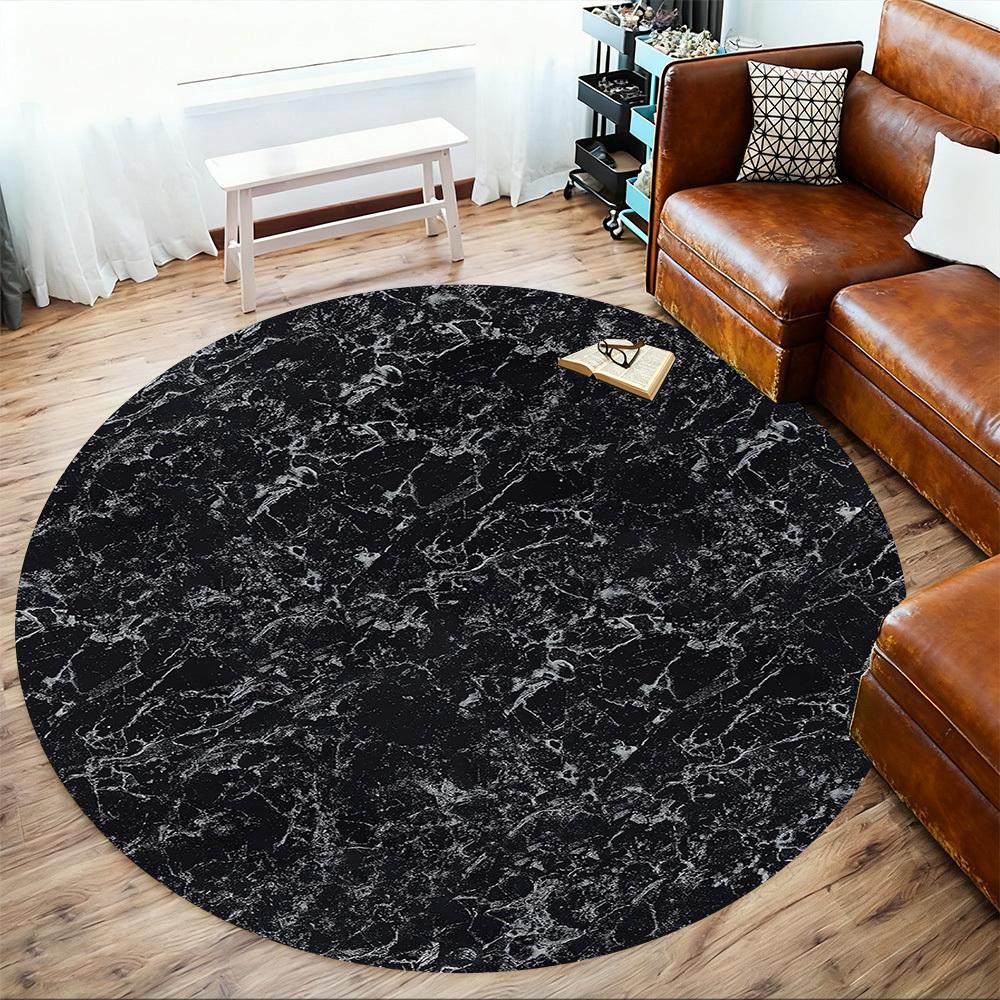 1pc Marble texture Round Chair mat Area Rug - Non-Slip, Floor Mat for Office, Bedroom, and Indoor Decor -1002111