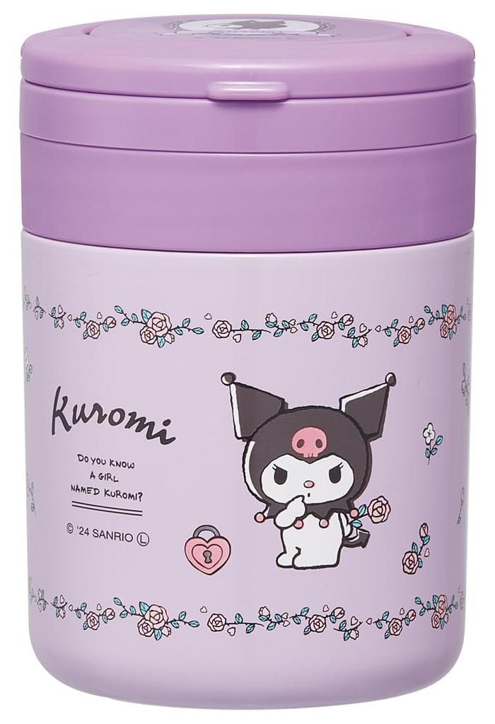 Skater Insulated Soup Jar, 300ml, with Folding Handle, Sanrio Kuromi Flower Retro Design, LJFO3AG67963