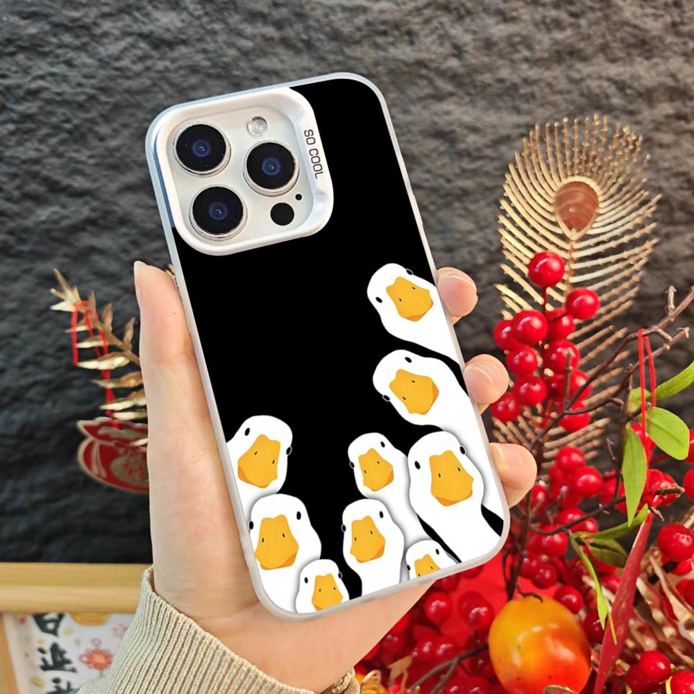 Cartoon Cute Goose Game Phone Case For Iphone 17 16 15 14 Pro Max Xr Air Plus Black Silver Hard Shell Cover