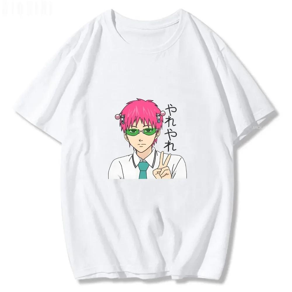 

Футболка с коротким рукавом с принтом аниме «The Disastroous Life of Saiki K» Saiki Kusuo Harajuku Hip Hop Casual Tee Fashion Vintage Shirts XXXXXL чёрный