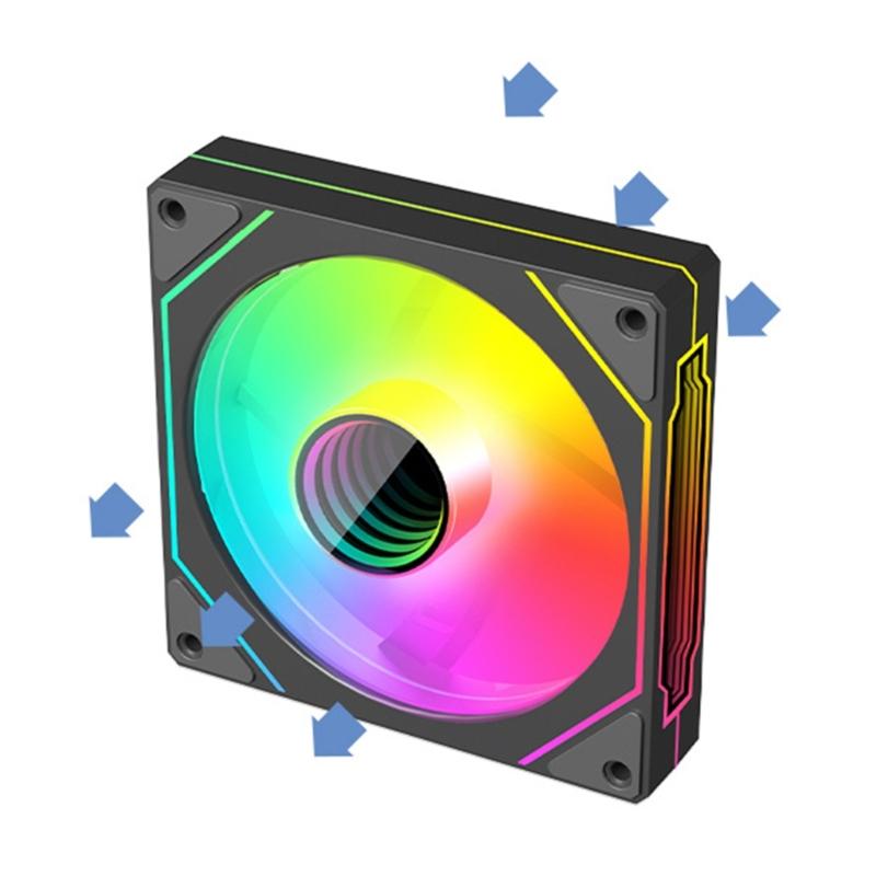

ARGB 120mm Cooling Fan 4Pin PWM Adjust Speed Fan Computer Case Fan 71CFM±10% Strong Air Volumes Computer Cooling Fan