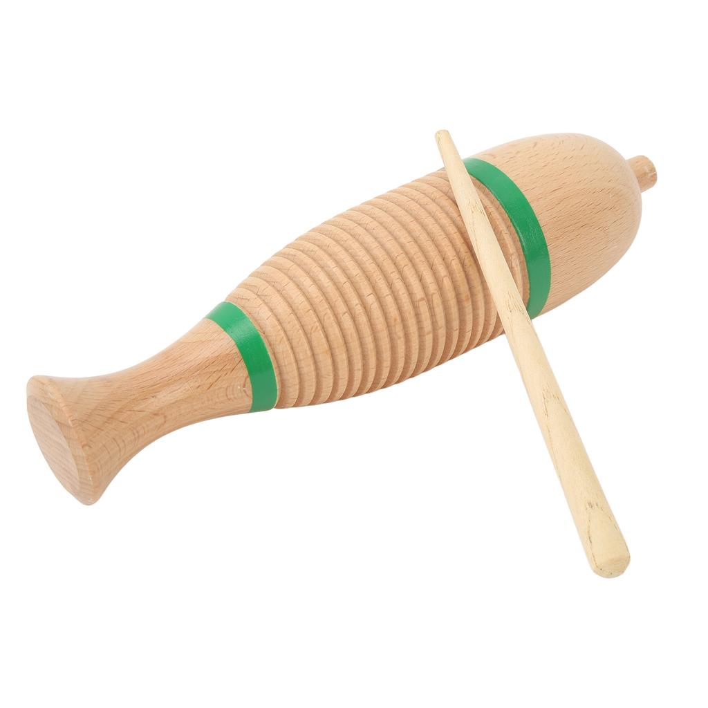 Fish Shaped Guiro Wooden Latin Percussion Musical Instruments with Rhythm Stick L for Kindergarten