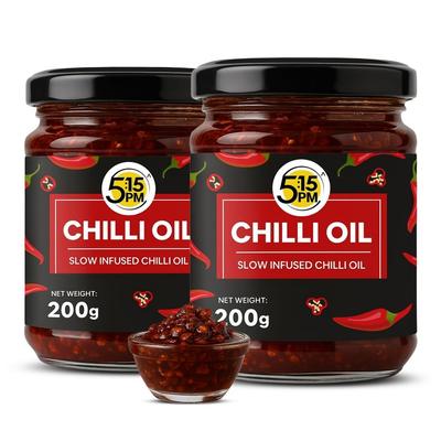 5:15PM Coreano y Aceite de Chile Crujiente 200g X Paquete de 2 | Pasta de Chile Estilo Sichuan para Fideos, Salteados y Pizza