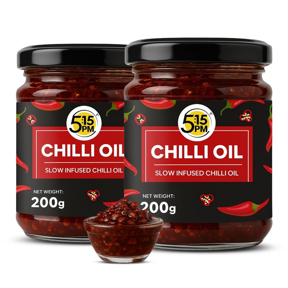 5:15PM Coreano & Olio Piccante Croccante 200g X Confezione da 2 | Pasta Piccante Stile Sichuan per Noodles, Saltati in Padella e Pizza