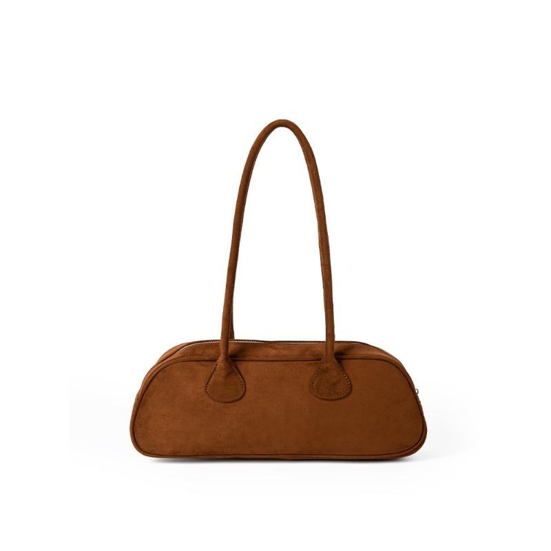 

New niche design suede baguette bag women s fashion versatile soft feel retro plush portable shoulder bag