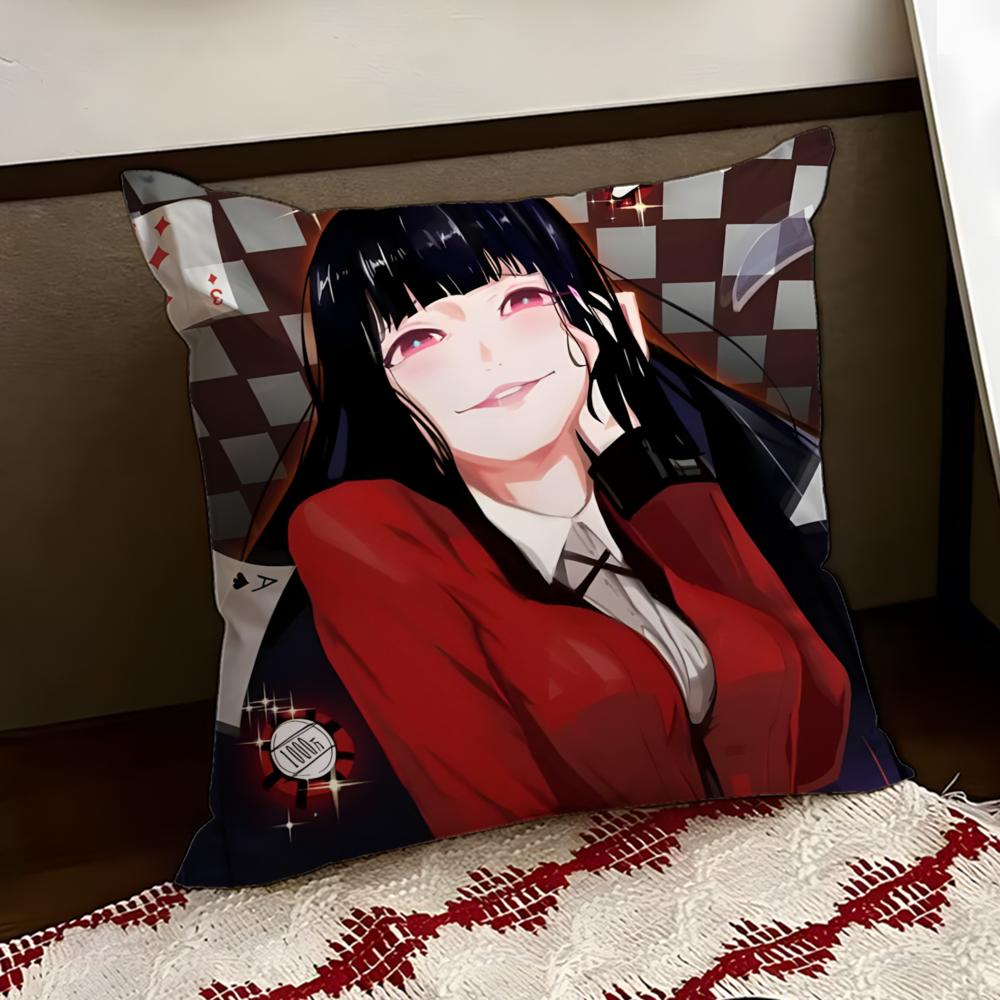 KKakegurui Anime Cushion Cover Reversible Soft Durable Pillow Cover Home Car MultiScene Use for Daily Comfort