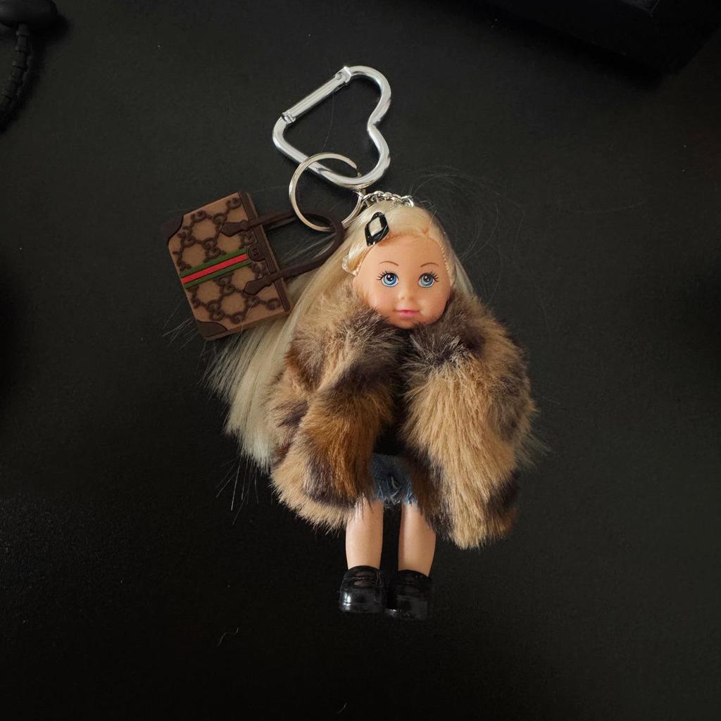 Internet Celebrity Style Plush Doll Keychain - Cute Cartoon Bag Charm for Girls