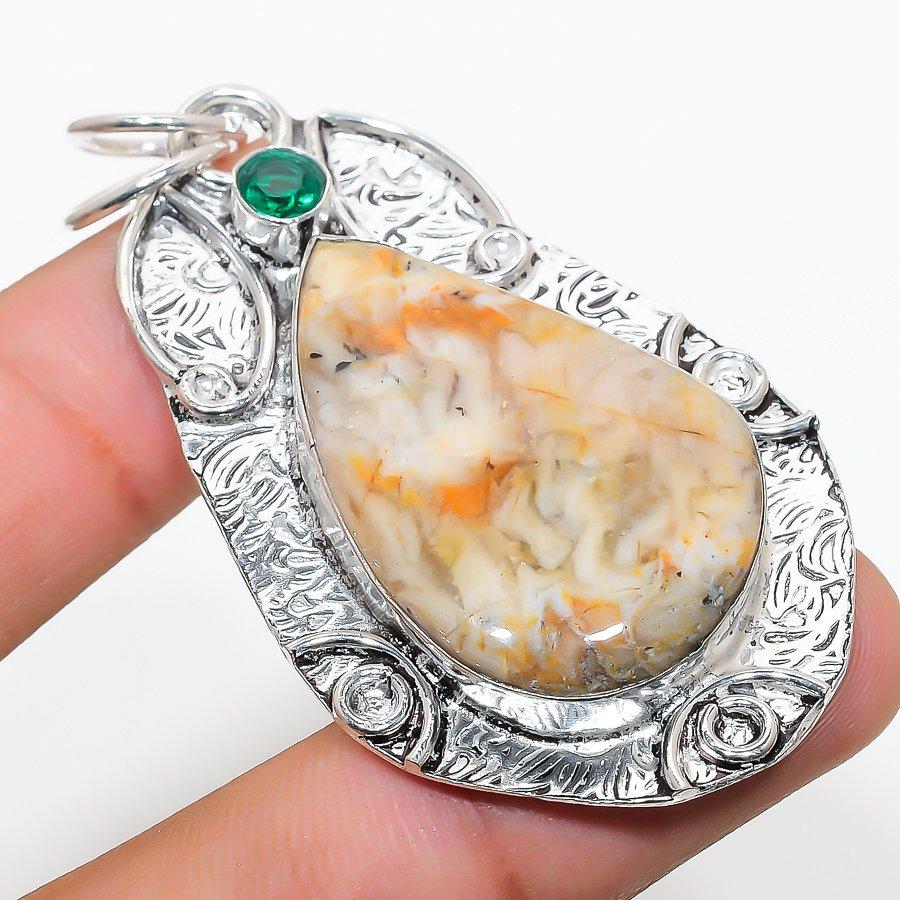 

Russian Dendritic, Diopside 925 Sterling Silver Jewelry Pendant 2.48 H7H18