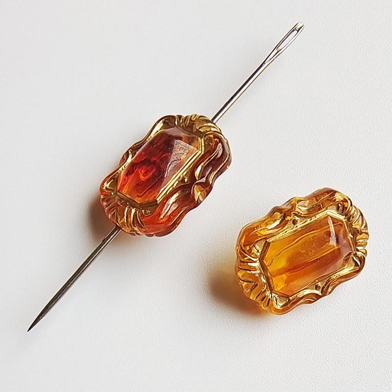 Retro Amber Gold-Inlaid Rose Mirror Heart Beading Supplies