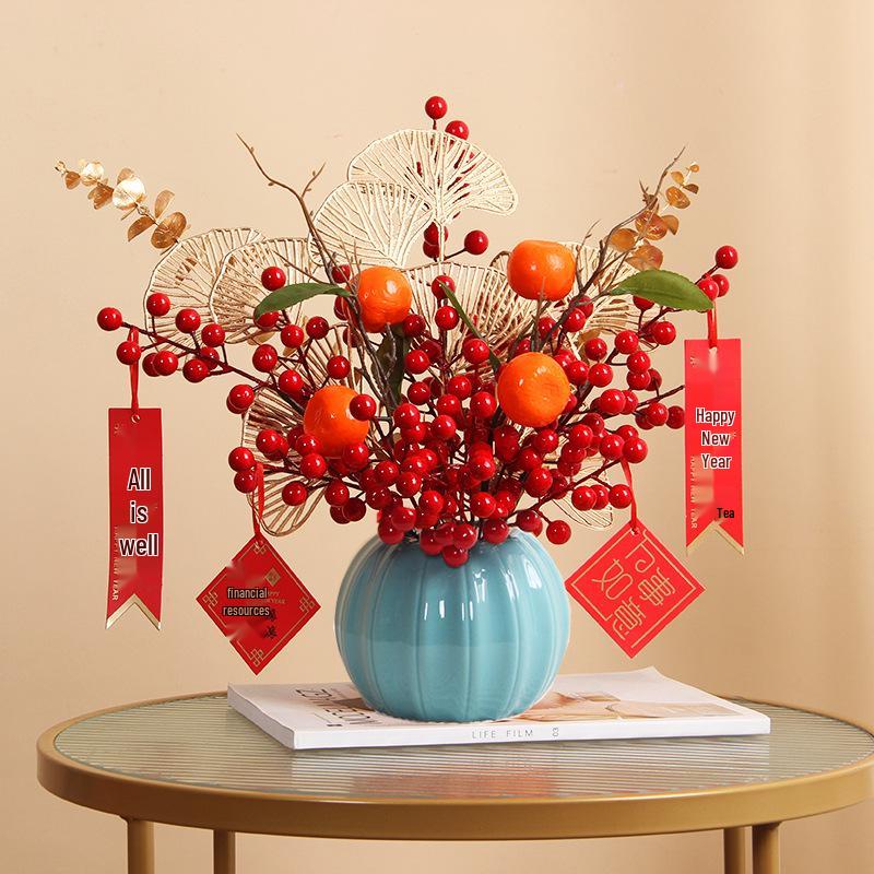 Luksusowa Dekoracja Owoc Granatu Chińskiego: Czerwone Sztuczne Kwiaty i Ozdoby