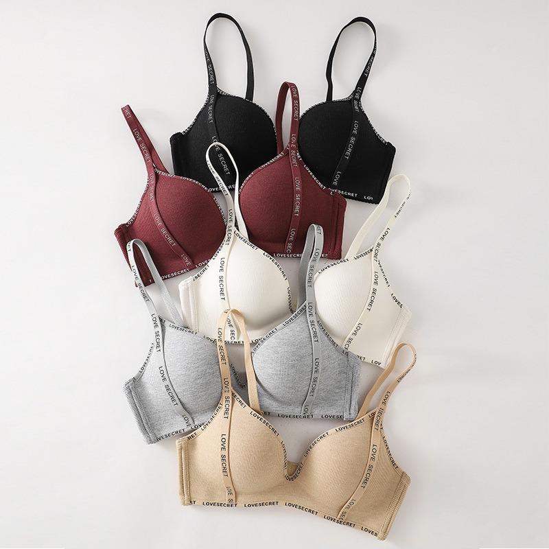 Seamless Adjustable Push-Up Bra with Anti-Sagging Support & Letter Straps for Small Busts