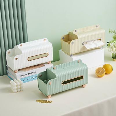Cutie multifuncțională pentru șervețele, capacitate mare, sertar antiderapant pentru hârtie, dispenser de șervețele rafinat din plastic, depozitare cu telecomandă