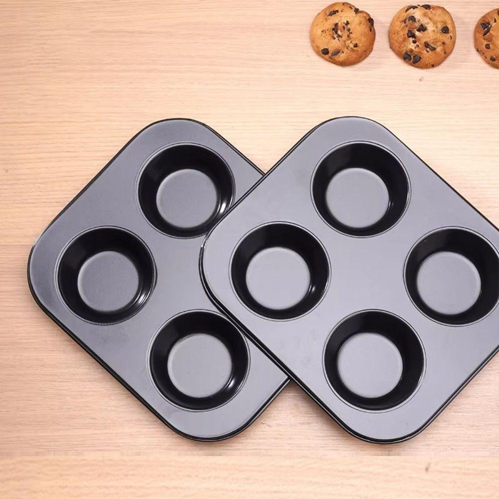 2Pcs 4/6 Cups Muffin Baking Pan Carbon Steel Mini Cupcake Pan Pancake Pan Mold  Pastry Making
