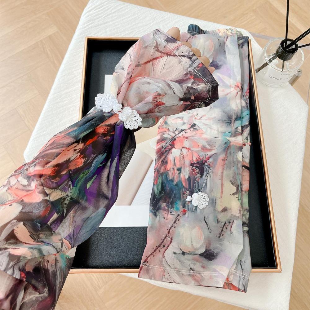 

Перчатки для велоспорта с принтом в китайском стиле, с рукавами из ледяного шелка и цветочным узором, для улицы Style 2