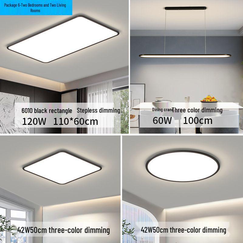 Ultra-Thin Minimalist High-Brightness Modern Ceiling Light Set with Anti-Blue Light for Bedroom and Guest Room