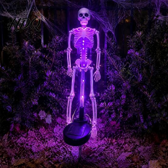Festive Outdoor Party Lighting Solar Skeleton Garden Stake Light Halloween 3D Glowing Skull Yard Lights Decor with LED Waterproof Lawn Lamp