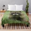 Raccoon Flannel Throw Blanket King Queen Size Cute Kawaii Wild Animals Blanket For Bed Sofa Couch Super Soft Lightweight Warm