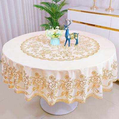 Mantel Redondo Grande para Mesa de Comedor Impermeable, Anti-quemaduras y Anti-manchas, de PVC Plástico, para Dejar Puesto, Mantel Redondo Europeo de Alta Gama