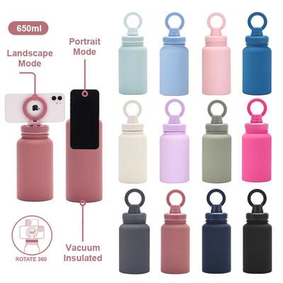 Magnetischer Halter Wasserflasche: 650ML Isolierte Edelstahl-Sportflasche mit weiter Öffnung für den Außenbereich
