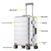 Aluminum-Magnesium Alloy Suitcase with Universal Wheels, 20/24/28-inch
