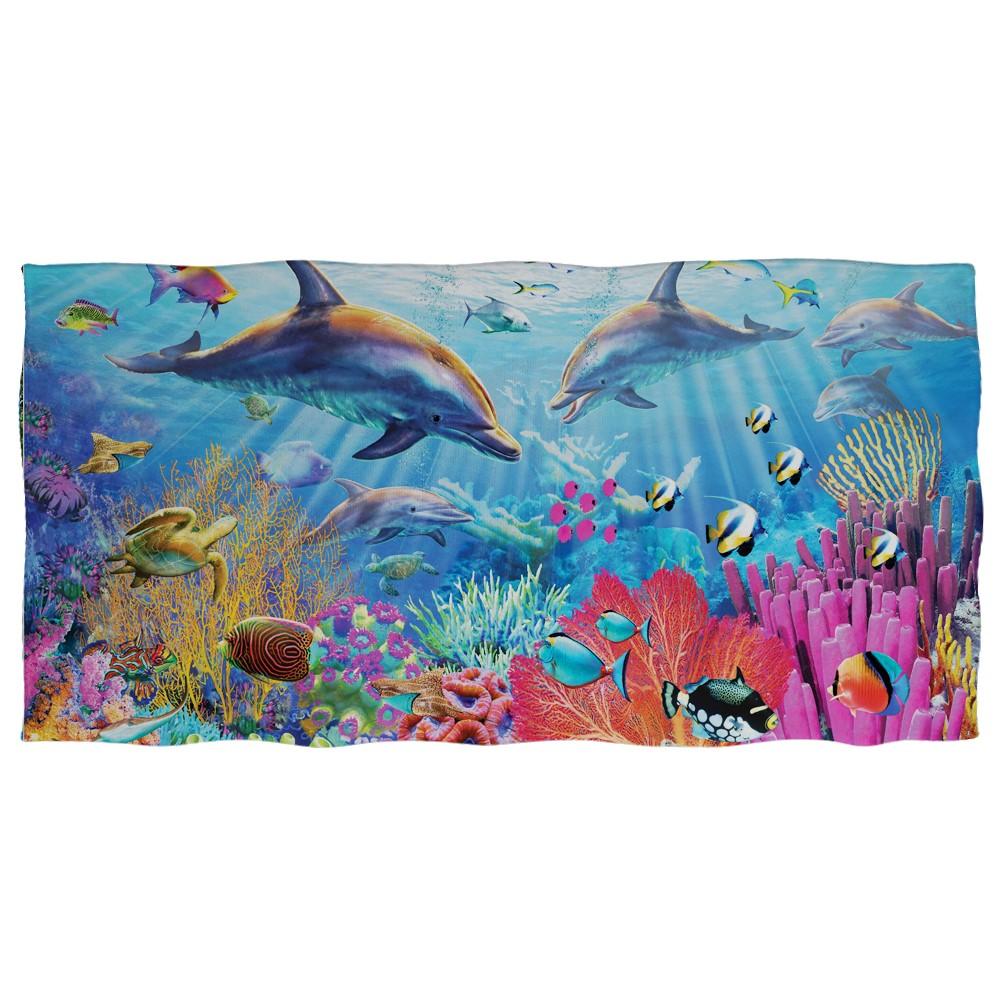 Süßes Delfin-Aufdruck Strandtuch für Erwachsene Kinder Weiches Wasserabsorbierendes Atmungsaktives Badetuch für Sommer Surf Reisehandtuch Decke