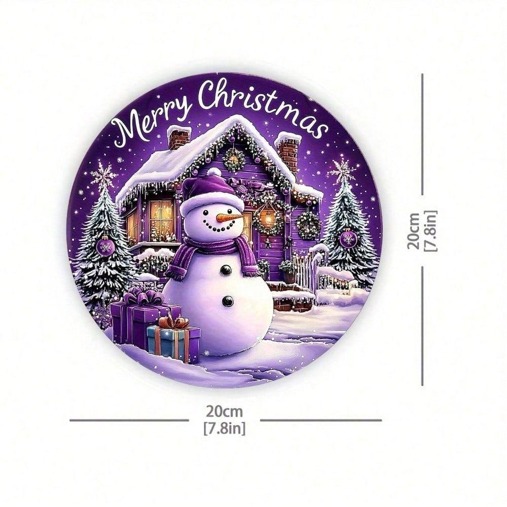 2D Flat Iron Christmas Village Decoration Snowman Merry Christmas Text Hanging Ornament for Home Kitchen Cafe