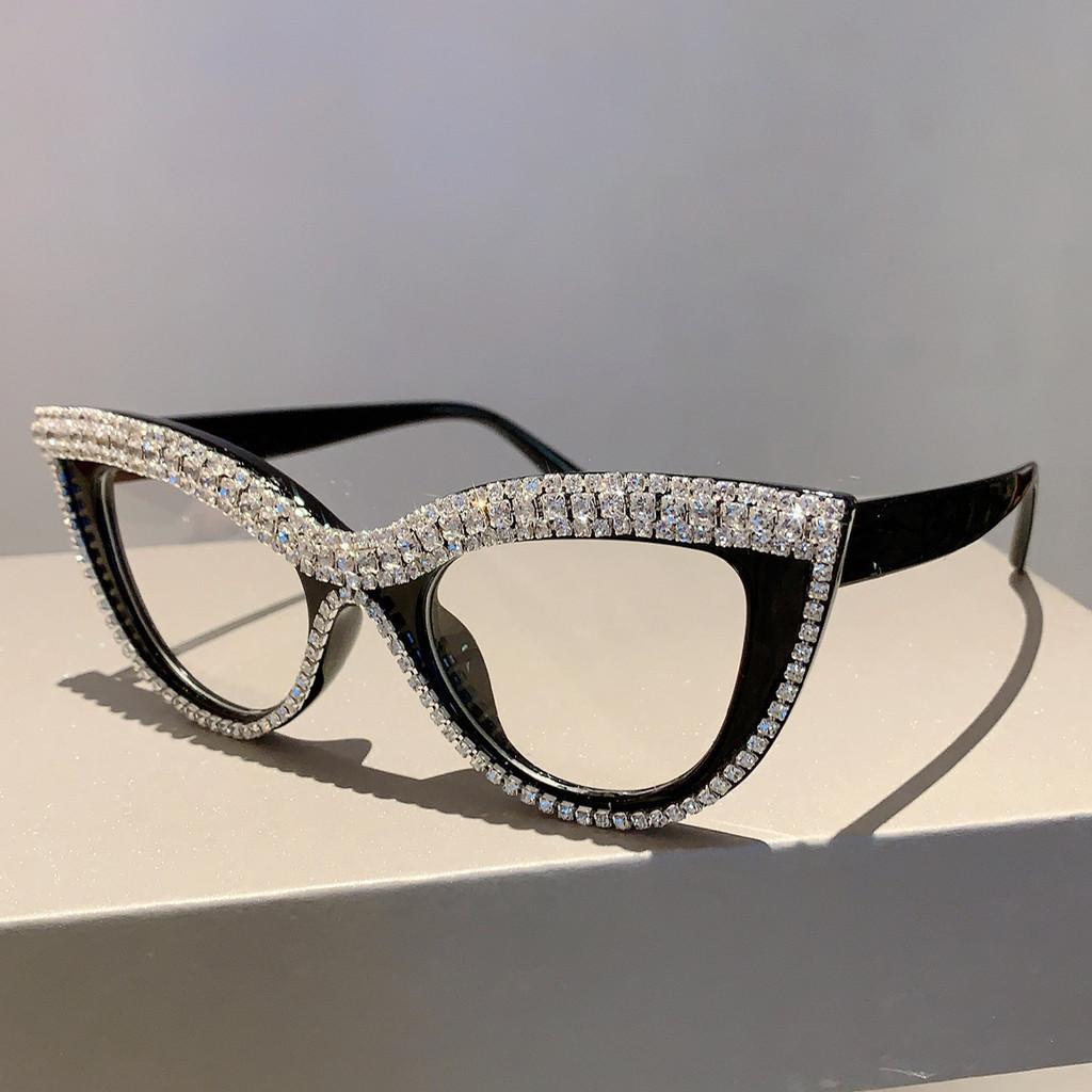 

Elegant Retro Rhinestone Sunglasses Women Vintage European American Punk Style Tea Color Lens StyleC