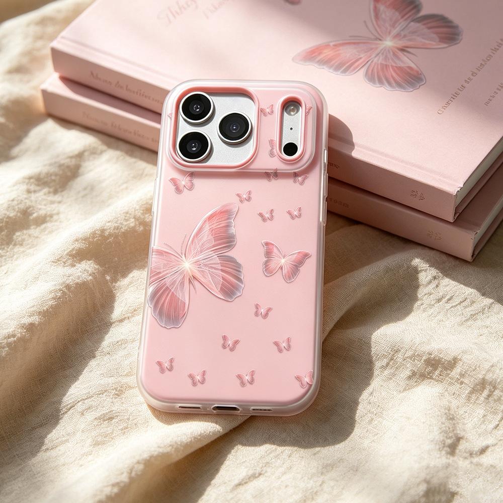 Gradual change butterfly applicable oppo huawei matte 17pro mobile phone case apple 16 niche 17promax protective case