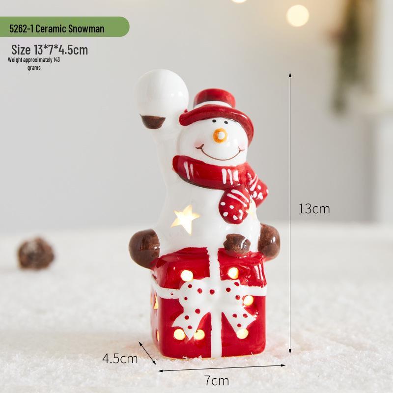 Christmas Ceramic Glowing Tree House Ornament - Desktop Scene Decoration Prop & Gift