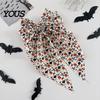 Pumpkin Hair Clip Halloween Bow Spring Clips for Women, Skeleton Ghost Hand Printed Festive Accessory Fabric Barrettes, Cute Horror Accessories