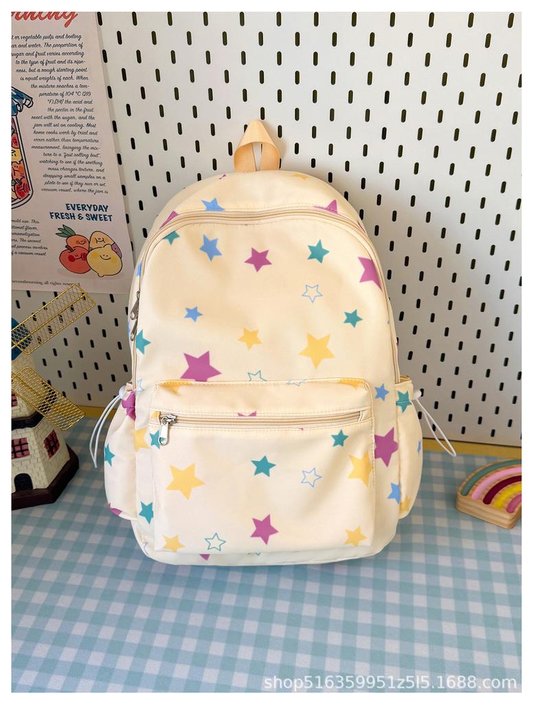 Schoolbag Korean version of five-pointed star printed backpack large capacity casual versatile junior high school high school student schoolbag bag 