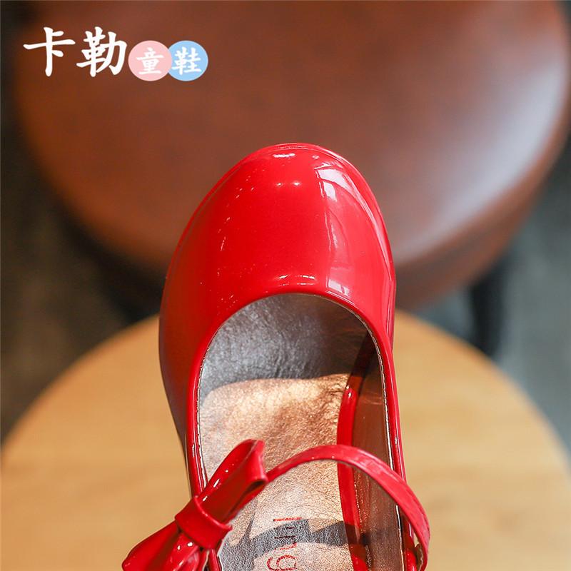 Fashion Girls Leather Shoes Autumn Bowtie Sandals 2025 New Children Shoes High Heels Princess Sweet Sandals For Girls Party Gift PU