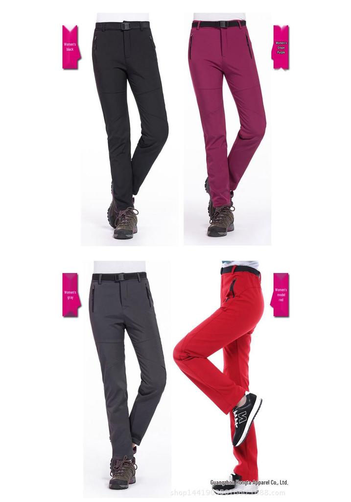 Men's and Women's Windproof Softshell Fleece Pants for Skiing, Mountaineering, and Outdoor Sports - Slim Fit, Plus Size, Autumn/Winter.