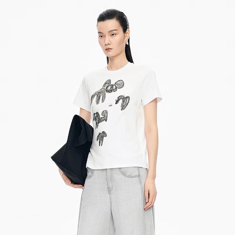 JNBY 25 Autumn Animal Graphic Cotton Blend T-Shirt