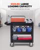 Utility Service Cart, 3 Shelf 550LBS Heavy Duty Plastic Rolling Utility Cart with 360° Swivel Wheels (2 with Brakes), Medium Lipped Shelf, Ergonomic