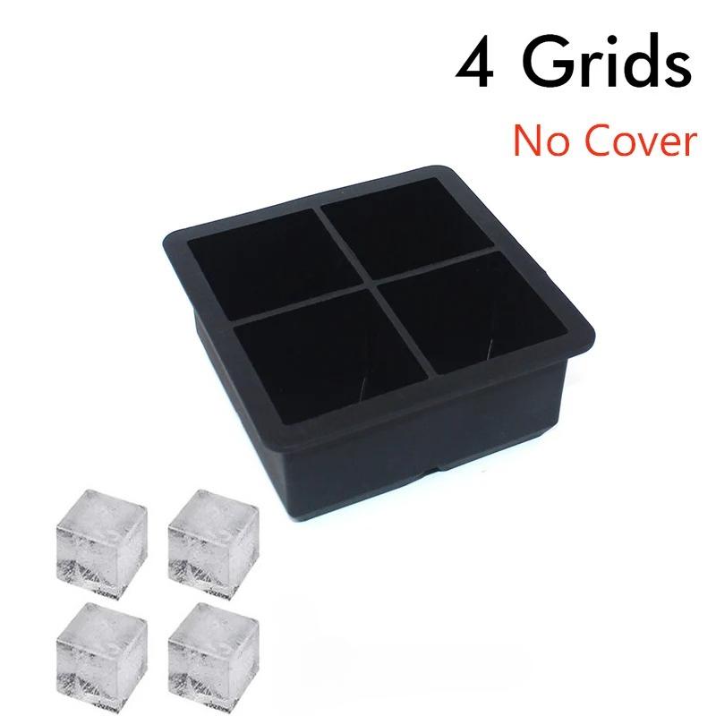 Ice Cube Tray Silicone Ice Mold Large Ice Cube Mold Square Ice Cube Maker Ice Cube Tray 4/6/8 Grid for Whiskey Cocktail Ice Mold