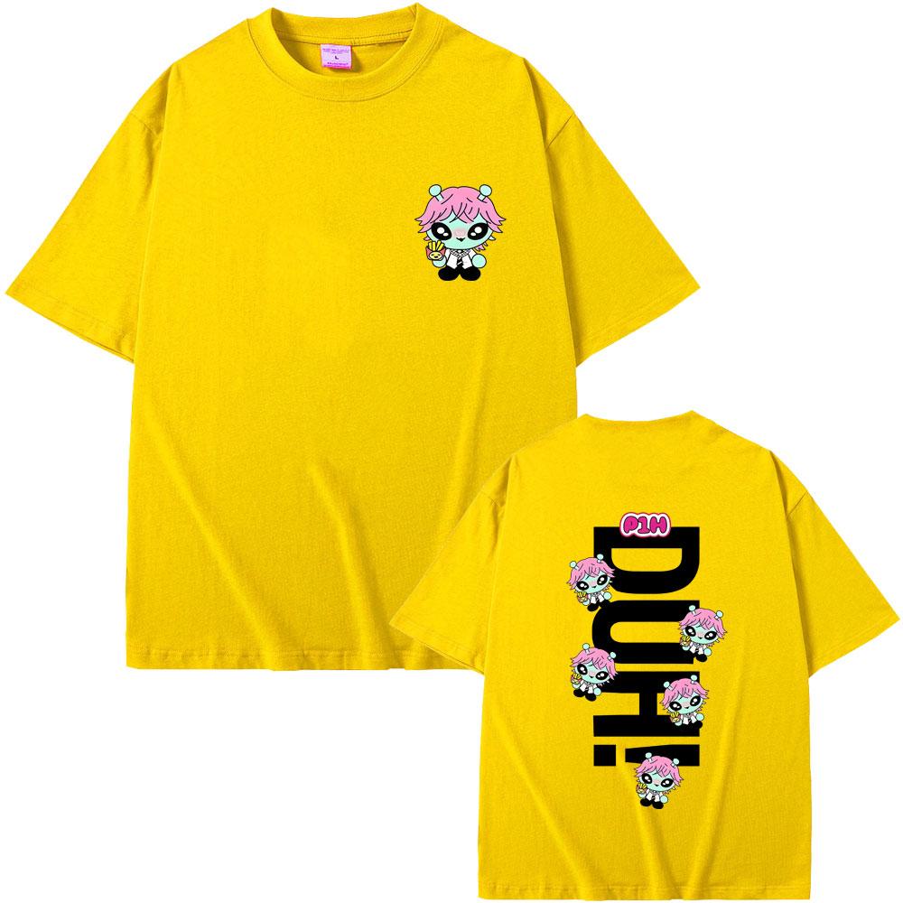 Korean Kpop P1Harmony 2025 DUH Cartoon Style Print Tshirt Cat Funny Meme T Shirt Men Women Hip Hop Fashion Oversized Tshirts