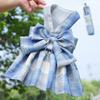 Pet JK plaid skirt chest strap leash walking dog cat vest clothes teddy magic fighting supplies