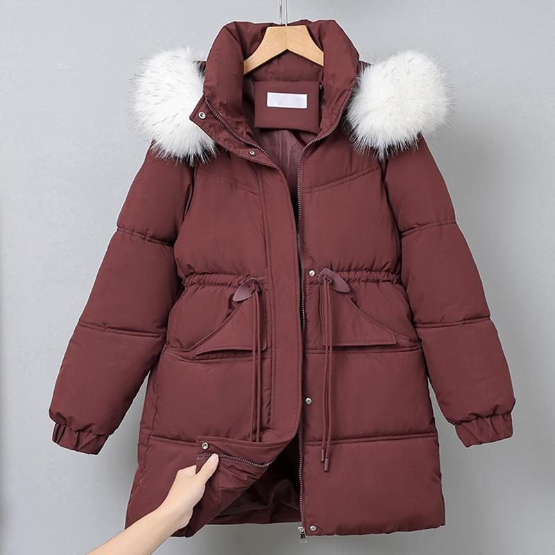Fashion Winter Coats Woman Long Parkas Hooded Faux Fur Collar Thick Warm Women's Jackets